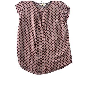 Boden Pleat Front Floral Blouse – Pink & Blue – Size 8 – Cap Sleeve